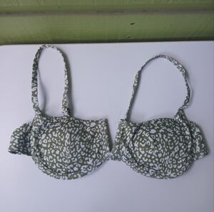 Shein green and white bikini top